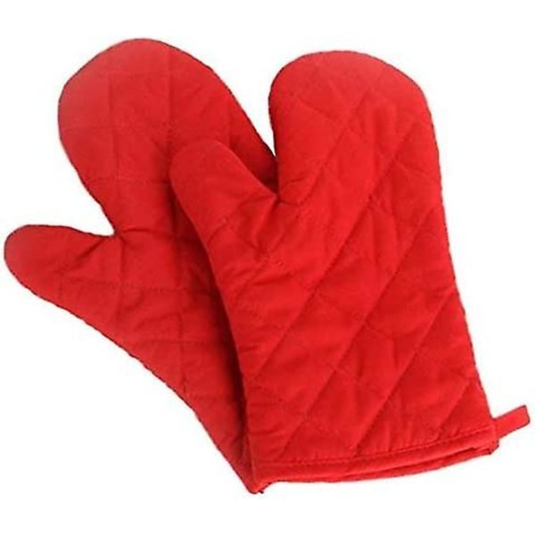 1 par bagehandsker tyk varmebestandig isolering varmebestandig bomuldsovn handske Grydeholder Madlavningshandsker Køkken Essential (rød)