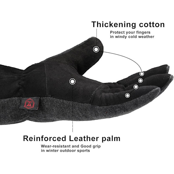 Vinterhandskar -30f Köldtäta thermal vattenbeständiga Deerskin Mockaläder och isolerad polarfleece för körning/cykling/löpning/vandring/snö Ski In