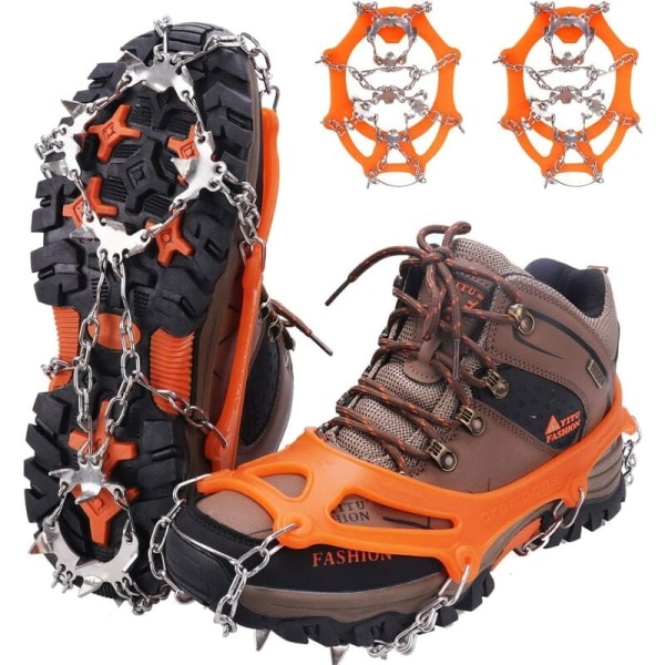 8 hammasta oranssia ruostumatonta terästä lumikiipeilyä lumikiipeilyyn luistamattomia kenkiä CAN venyttää,