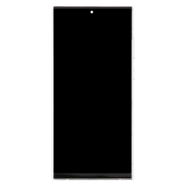 (Ny) För Samsung Galaxy S22 Ultra SM-S908B 6,72 tums TFT LCD-skärm Digitizer Komplett montering med ram, stöder inte fingeravtrycksidentifiering Silver