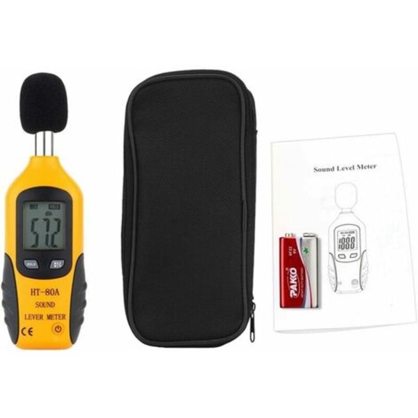 Ljudnivåmätare 30-130dBA, professionell decibelmätare med bakgrundsbelyst display (batterier ingår ej)