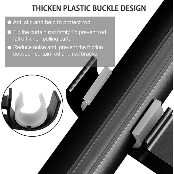 Set med 4 kraftiga dekorativa gardinstångsfästen för 1"-1,25" gardinstänger, svarta，