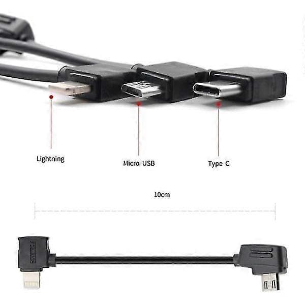 15 cm USB-C–Micro-USB-kaapeli DJI Mavic Mini / Air, Shark Black[ht]