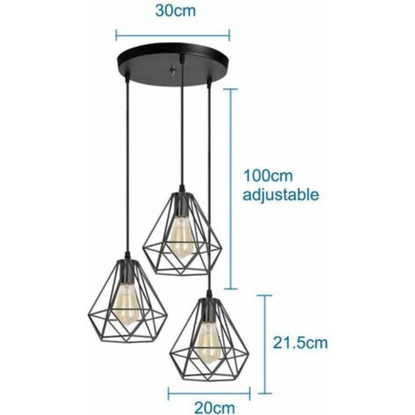 Ljuskrona taklampor Industriell taklampa Retro metall taklampa skärm Cage Design E27 taklampa för Livin