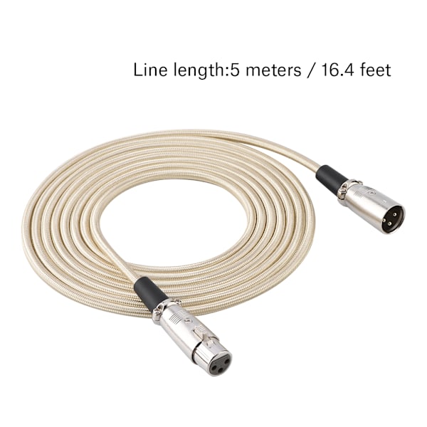 3-polet XLR Han til XLR Hun Mikrofonkabel - 5 Meter (16,4 Fod) Lydledning 5m
