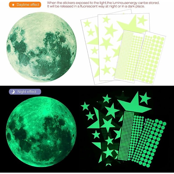 3D Luminous Moon Star Glow -tarra Kodinsisustustarra (30cm435kpl)