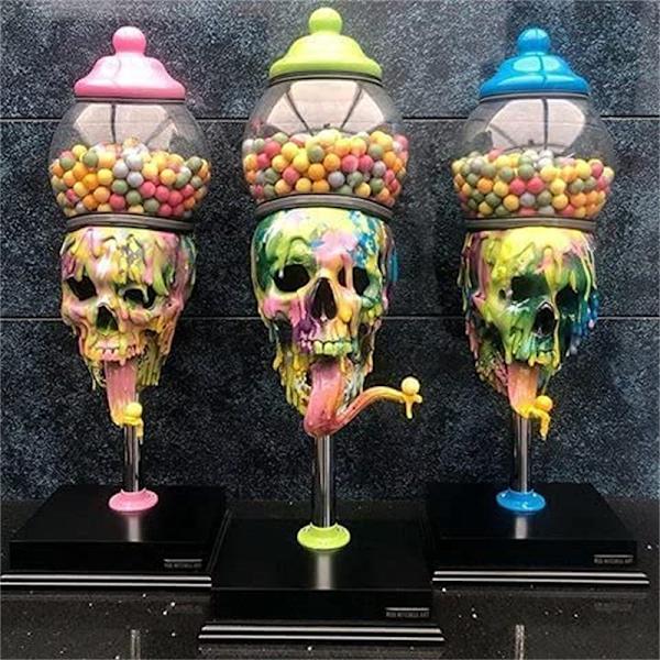 Purukumikone Färgglad Skull Candy Annostelija Halloween Desktop Ornament För Hem Vardagsrum Inredning