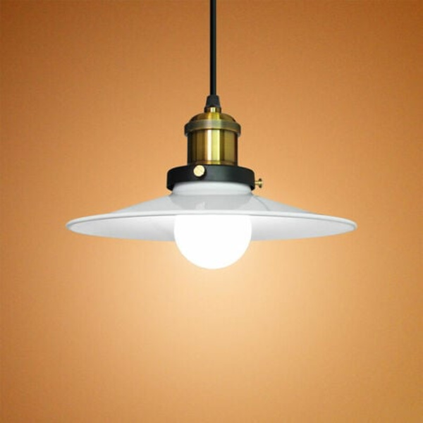 Ljuskrona Pendel Lampskärm Metall Retro Industriell ljusarmatur E27 för sovrum Vardagsrum Bar Restaurang - Vit -