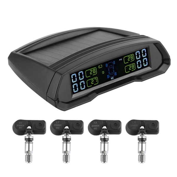 Trådløs Dæktryksalarm Overvågning Sol/USB Strøm TPMS Digital LCD Display Sensor