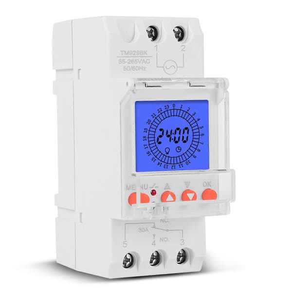 Digital LCD-skærm 24 timers elektronisk ur 85-265V timer programmerbar intelligent analog timer-switch med 15 minutters interval [ht]