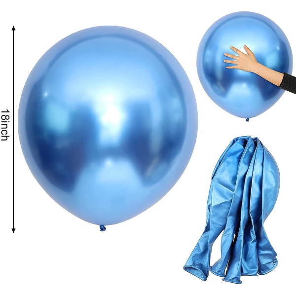 18 tommer * 25 blå fortykket krom latex rund ballon,