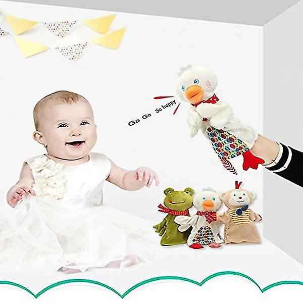 Nya Hot Large Dog Söta barn Kid Djur Hand handske Puppets Plysch Toy Learning Story White