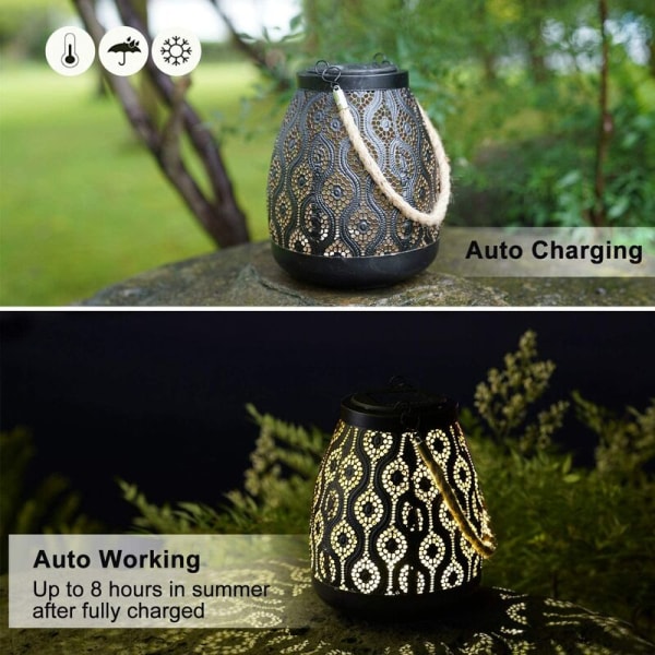 Solar Lanterns Dekorative utendørs pendellys, solenergi utendørs dekorasjoner for veranda og terrasse hagebord. (1 pakke