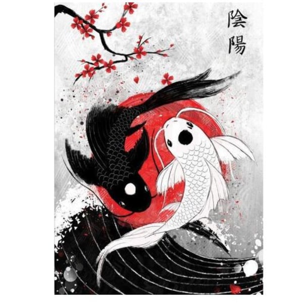 Yin Yang Fish Diy diamantmaleri (størrelse [30X40])