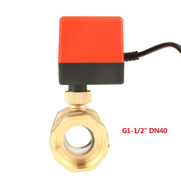 12V DC G1 1/2 DN40 2-vägs motoriserad kulventil i mässing för luftkonditionering