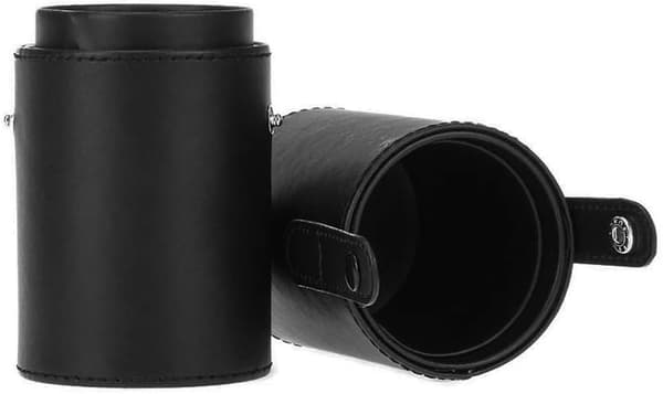 Læder makeupbørsteholder, bærbar, sort[ht]