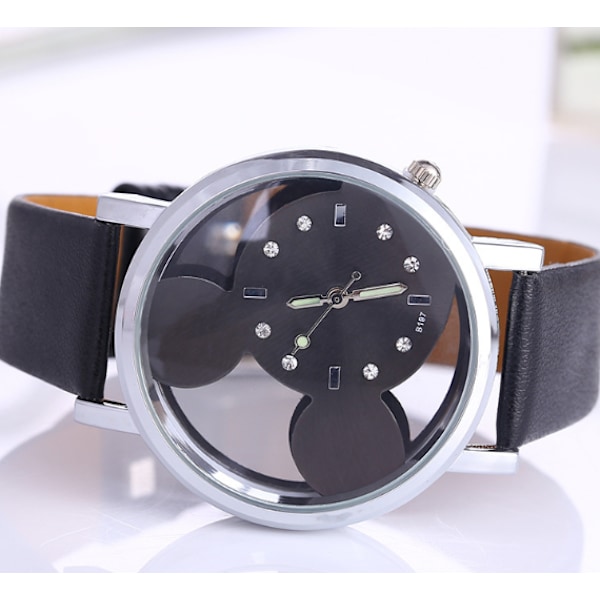 Skeleton Quartz Barnklocka Watch tecknad mushuvud Watch (svart),