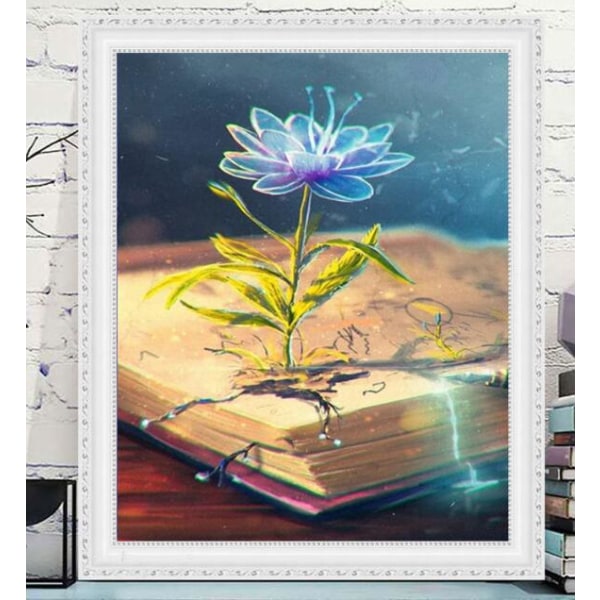 Plant blåt lotus diamantmaleri (30*40 cm)