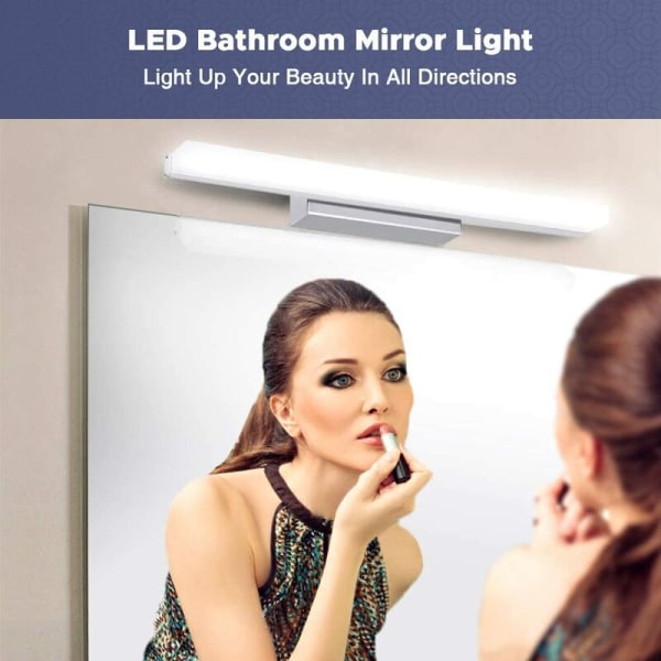 led enkelt speil skaplys, anti-dugg speil lys lakkeringslys, 8W 400mm hvitt lys, egnet for bad,