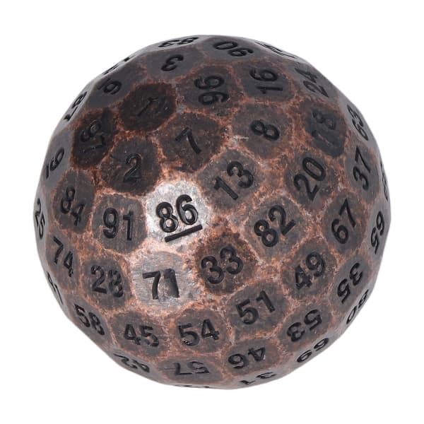 Polyhedral metalterninger udsøgte tunge 100-sidede rollespilsterniger til bordspil 2 tommer diameter rød kobber