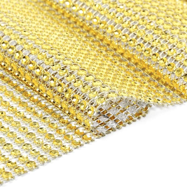 Bröllopsfest Heminredning Rhinestone Crystal Diamond Mesh Wrap DIY Guld