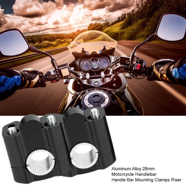 2 stk. Aluminiumlegerings 28mm Motorcykel Styrstang Montering Klemmer Riser Sort