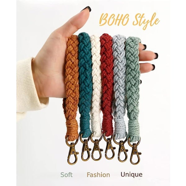 Macrame Nøkkelring Håndleddsnøkkelnøkkelring Boho Armbåndsnøkkelbånd For kvinner Nøkkelsnor Nøkkelring Armbånd Keychian Damegaver