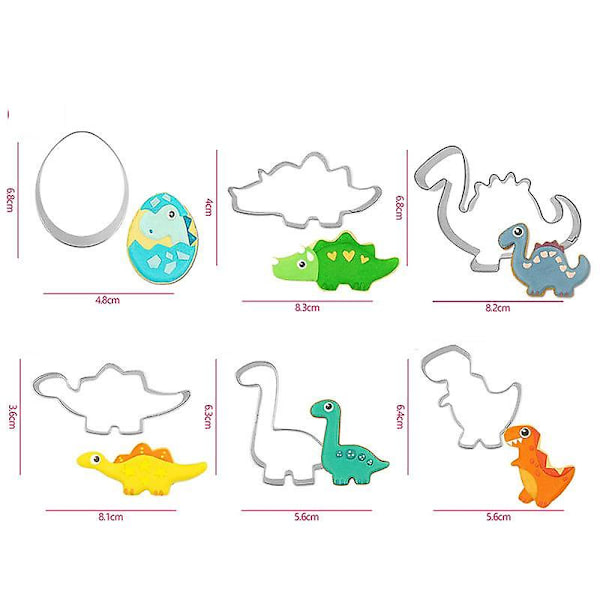 6-Pack Dinosaur Cookie Cutter Cookie Form Omelett Set