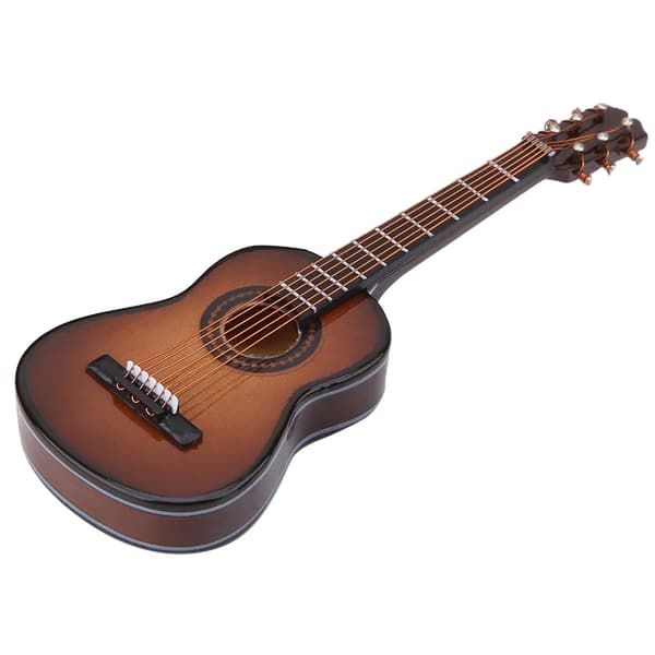 Mini Trägitarr Display Musikdekor för Hem 10 cm Brun