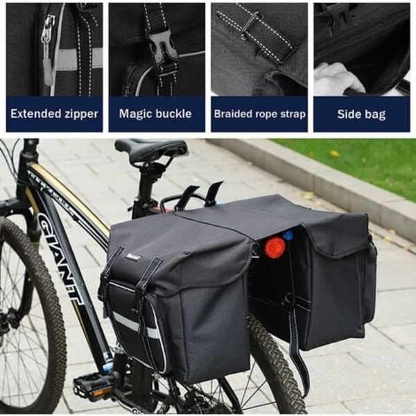 Cykelväska Dubbelväska Cykelhållare Väska Bike Bakväska Nylon 25L för cykling MTB med vattentätt cover Resesport