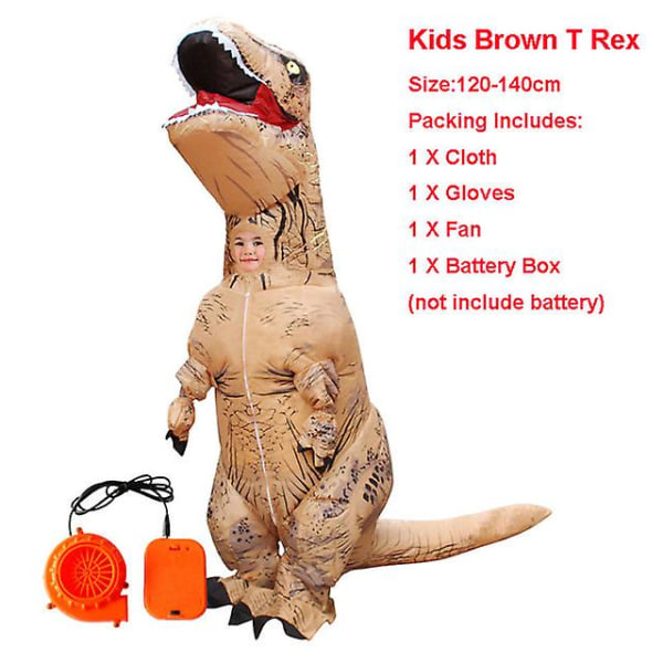 Aikuisten puhallettava dinosaurusasu Carnival Halloween brown kid