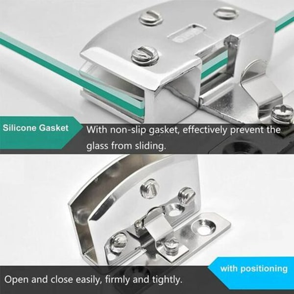(Silver) Glasdörr Vitrine Vinskåp Clip Dörr Gångjärnsersättningsdelar, Lämplig för 5-8 mm tjockt glas-4st - Silve