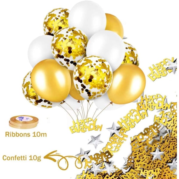 Ballonsæt, tilbehør til fødselsdagsfest, dekorationssæt til pompomduge (guld),