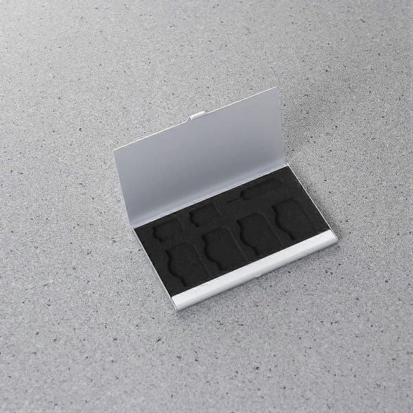 Simkortbeholder Telefonkort Opbevaringsboks Holder til Simkort 9X5.7X0.4CM Silver