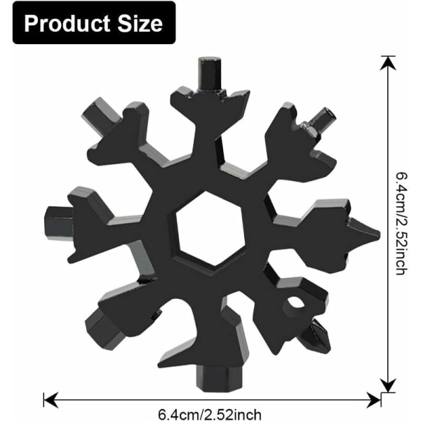 Snowflake Wrench Tool kevyt kantolaukku 18-in-1 (musta laukku avaimenperän lähettämiseen), 3kpl musta laukku avainnipun lähettämiseen, ulkokäyttöön