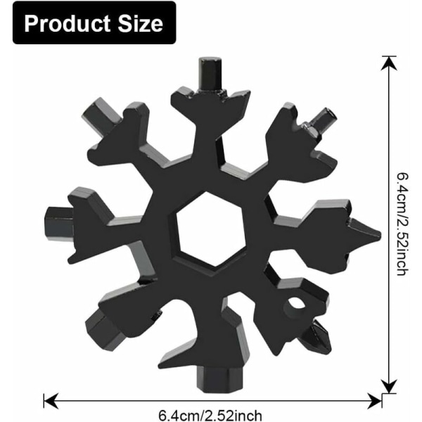 Snowflake Wrench Tool Lättviktsbärare 18-i-1 (svart påse för att skicka nyckelring), 3st svart påse för att skicka nyckelring, utomhus