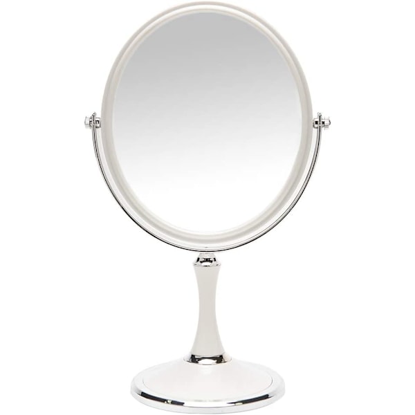 Skrivebordsspeil Vintage bordspeil med stativ 8 tommer dobbeltsidig dreibart speil 1X/3X forstørrelse Makeup sminkespeil m