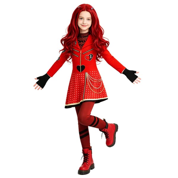 Tyttöjen Ihmemaa Punainen Puku Lapset Cosplay Asu Setti Käsineet Peruukki Gradientred Gradientred 8-9 Years