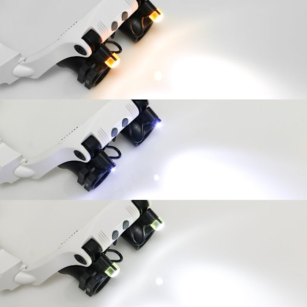 Päänauhan suurennuslasi LED-valoilla ja 2 LED-valoa vaihdettavat linssit 3X 4X 5X 6X 7X 10X 15X Craft Watin lukemiseen