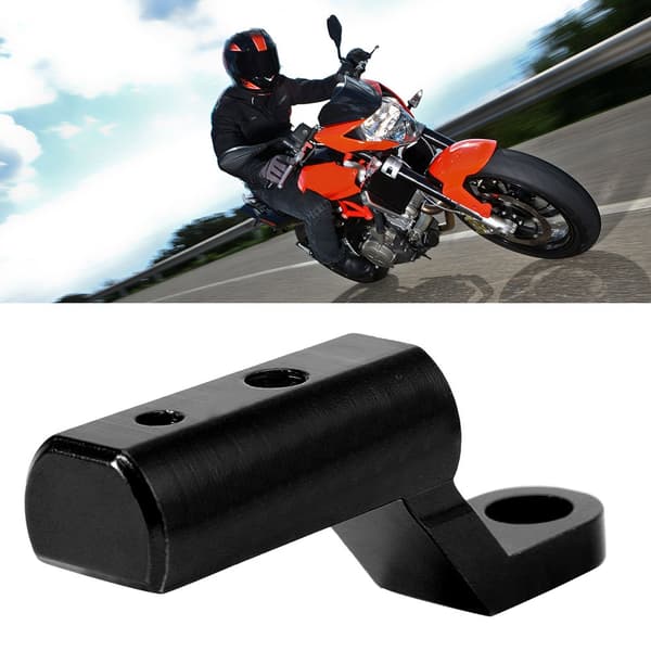 Taustapeilin pohjan jatkokiinnike Koukut Tukiteline moottoripyörille (musta)