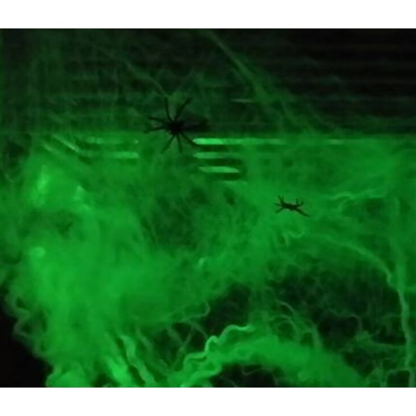 Halloween dekorasjonslokale Layout Graveyard Layout Spider Cotton Luminous Cobweb (200g Luminous Cotton + 6 Edderkopper)