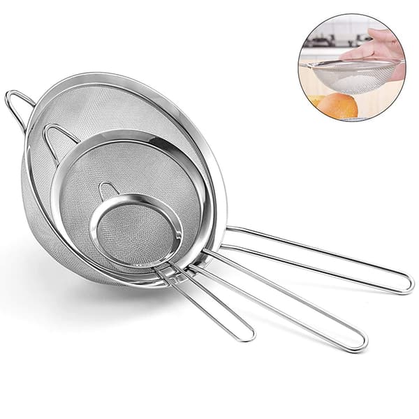 3 STK Finmaskede Si i Rustfrit Stål Køkkenfilter Madsi