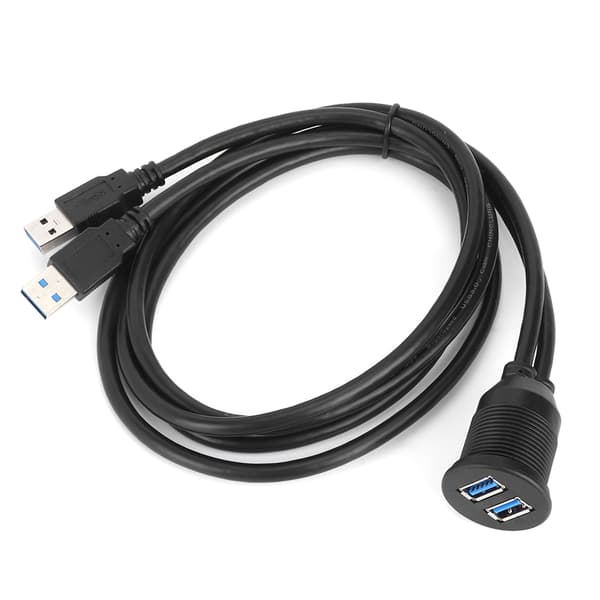 Dubbel USB 3.0 Datakabel Instrumentbräda Infälld Panel Förlängning Vattentät 1M 39.4 Tum