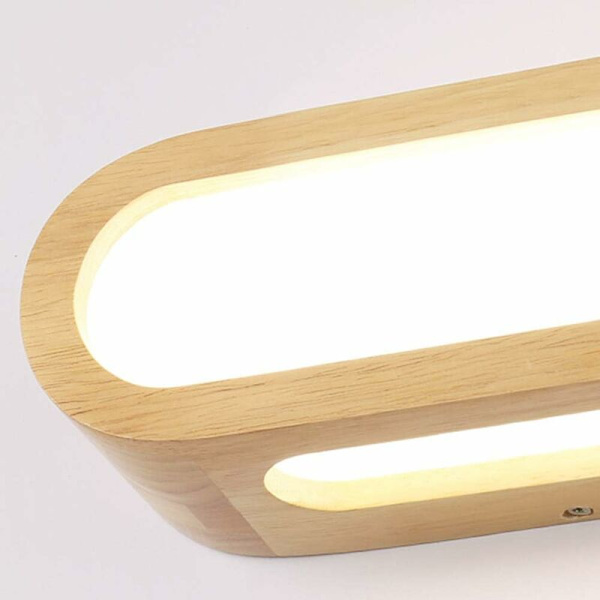 43 cm lang med trefarget LED-lyskilde, vegglampe i massivt tre, nattbordslampe på soverommet, firkantet LED-speil h