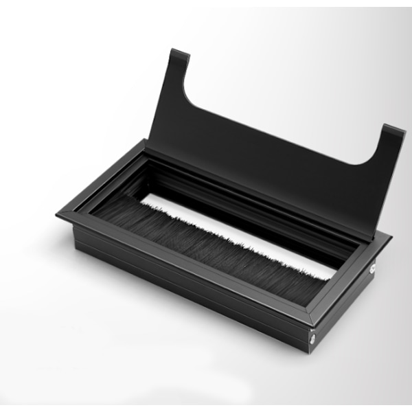 Fortykket aluminiumslegering desktop gevindboks desktop gennem det sorte firkantede kabelboks dæksel 80mm*160mm,