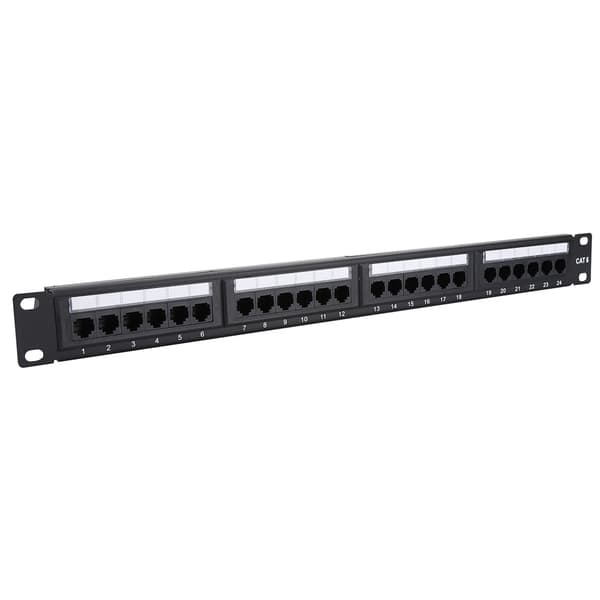 24 Port Monterbart Data Patch Panel Høyhastighets CAT6 CAT-6 Nettverkskabel Rack