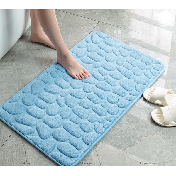 Pebble Waffle Golvmattor, Badrumsingång Halkfri absorberande golvmattor (Ljusblå, 40*60CM),