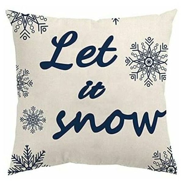 Sett med 4 juleputetrekk, Letter Fawn Snowflake Tree putetrekk, 18 x 18 tommer ferieputetrekk dekorativt