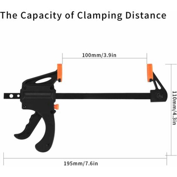 Pieces One Hand Clamps, Ratchet Bar Clamp, Quick Release Ratchet, Wood Clamp Bar Clamp, Plastic Clamp - 4 tommer