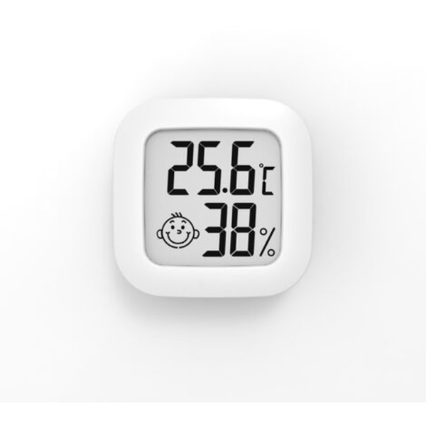 Mini hög precision digital inomhushygrometertermometer, temperaturmonitor och fuktighetsmätare 43*43 mm vit